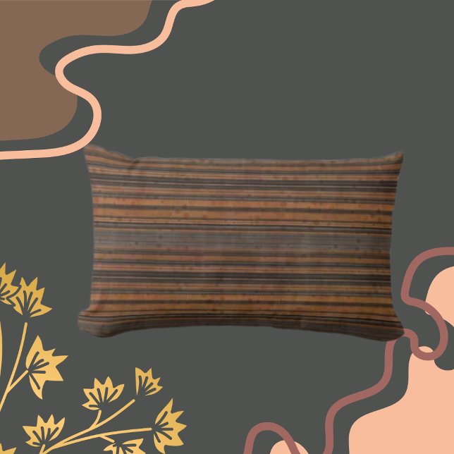 Stripes Brown, Rust, Grey  Lumbar Cushion (Creator Uploaded)