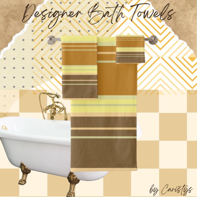Stripes Brown, Tan, Yellow, Apricot   Bath Towel Set (Creator Uploaded)