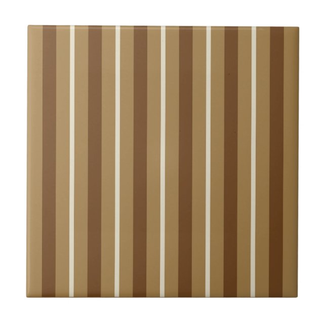 Stripes Brown White Ceramic Tile (Front)