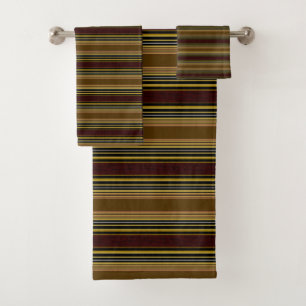 Stripes Browns Gold Bathroom Towel Set