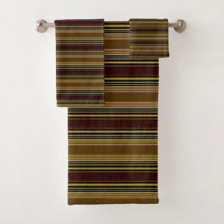 Stripes Browns Gold Bathroom Towel Set