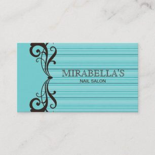 Stripes Business Card Swirl Turquoise blue Brown
