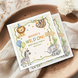 Stripes Calling All Party Animals Safari Napkin