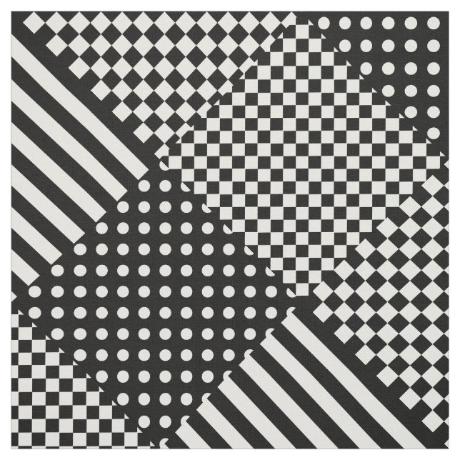 Stripes Check Harlequin Polka Dots Mixed Design Fabric (Swatch)