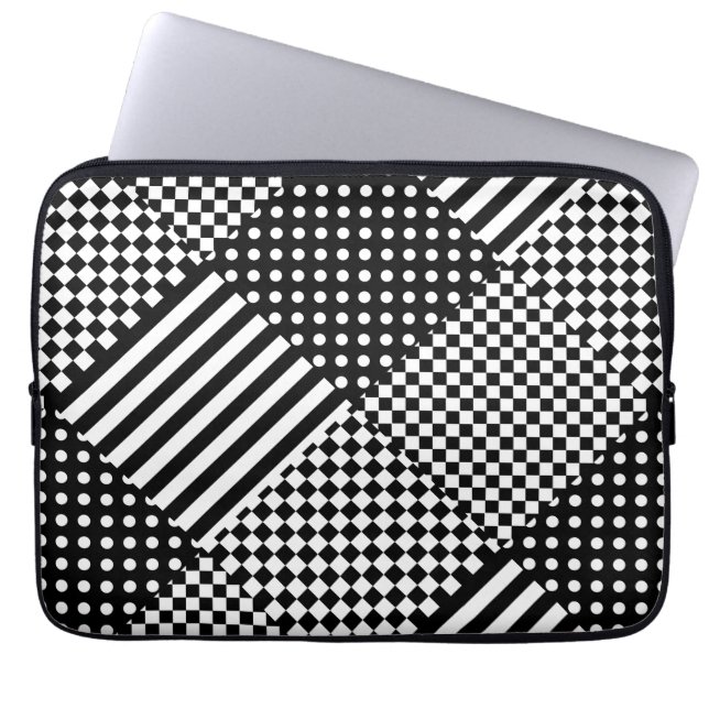 Stripes Check Harlequin Polka Dots Mixed Design Laptop Sleeve (Front)