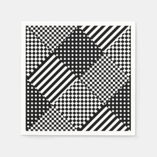 Stripes Check Harlequin Polka Dots Mixed Design Napkin