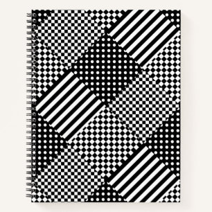 Stripes Check Harlequin Polka Dots Mixed Design Notebook