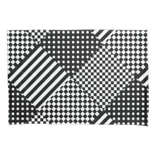 Stripes Check Harlequin Polka Dots Mixed Design Pillowcase