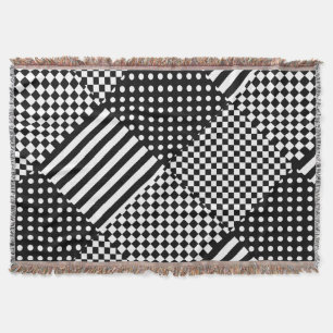 Stripes Check Harlequin Polka Dots Mixed Design Throw Blanket