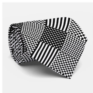 Stripes Check Harlequin Polka Dots Mixed Design Tie