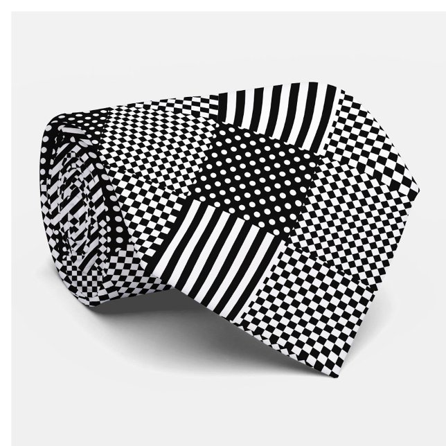 Stripes Check Harlequin Polka Dots Mixed Design Tie (Creator Uploaded)