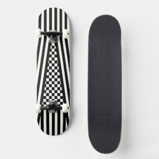 Stripes & Checkered b&w Skateboard
