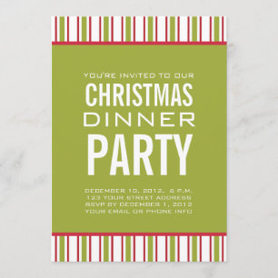 STRIPES CHRISTMAS DINNER PARTY INVITATION