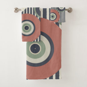 Stripes Circle Pattern Bath Towel Set