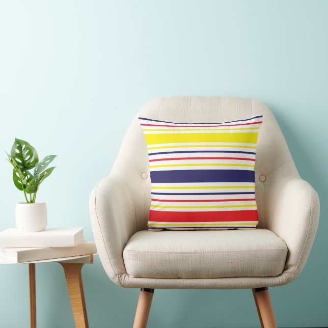 Stripes Colourful Summer Coastal  Cushion (Chair)