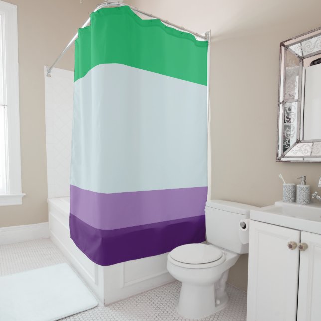 Stripes :Cool Palette Shower Curtain (In Situ)