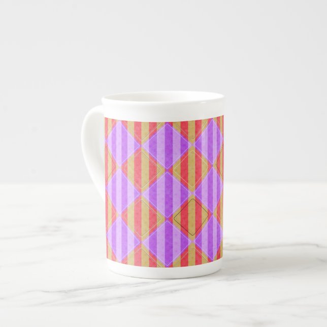 Stripes, Diamonds, Spot Pattern by Shirley Taylor Bone China Mug (Front Left)