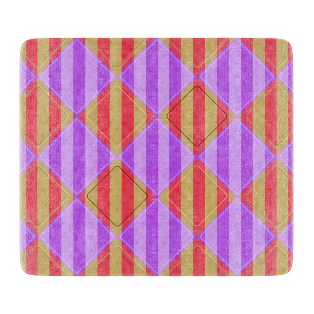 Stripes, Diamonds, Spots Pattern by Shirley Taylor Cutting Board (Front)