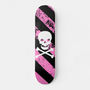 Stripes EMO cracked skull and bones Skateboard