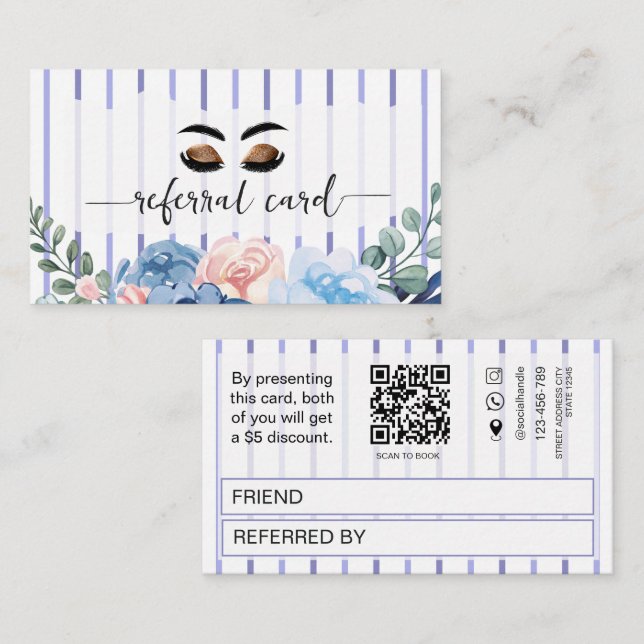  Stripes Eyebrows and lash tech referral card (Front/Back)
