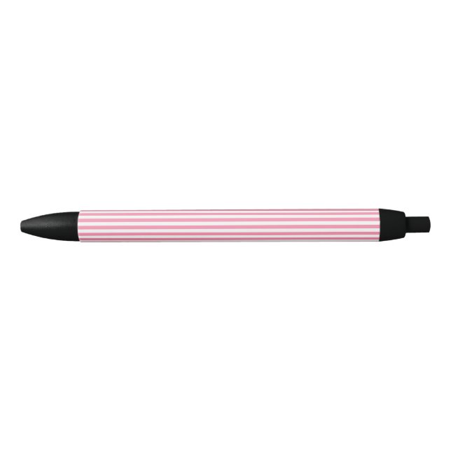 Stripes Flamingo Pink Black Ink Pen (Front)