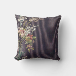 Stripes Floral Vintage Elegant Brocade Cushion