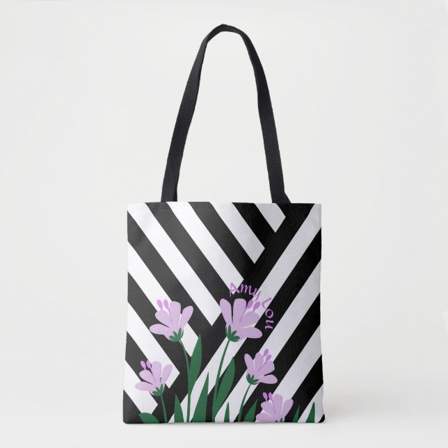 Stripes & Flowers Tote Bag (Front)