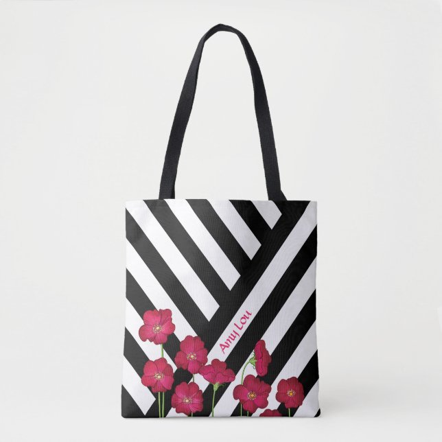 Stripes & Flowers Tote Bag (Front)