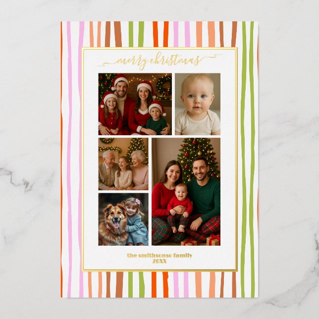 Stripes foil family Photo Christmas real (Front)