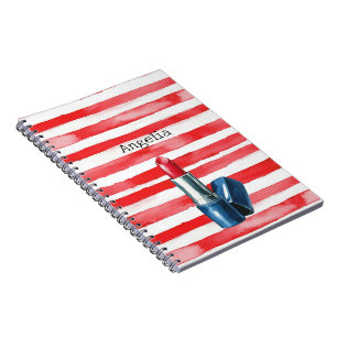 Stripes French Riviera Red Lipstick Notebook