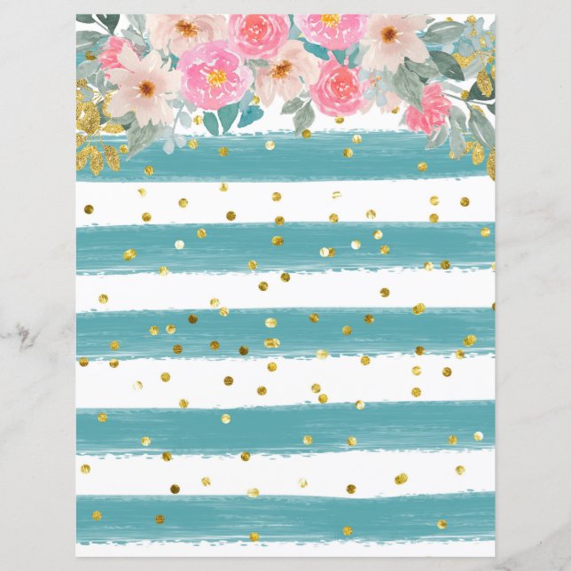 Stripes/Gold Confetti Scrapbook Paper (Front)