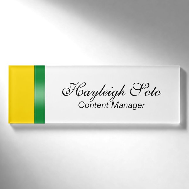 STRIPES gradients - green blue + your ideas Name Tag (Front)