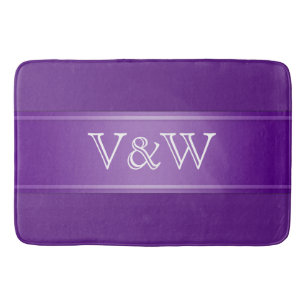 STRIPES gradients - purple + your text Bath Mat