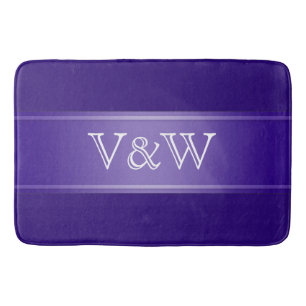 STRIPES gradients - violet + your text Bath Mat