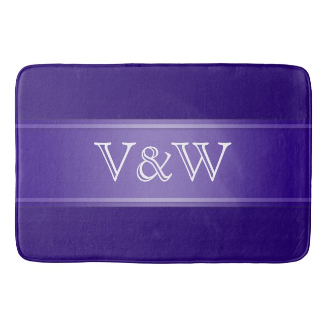 STRIPES gradients - violet + your text Bath Mat (Front)
