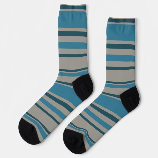 Stripes Gray and Blue Socks (Left)