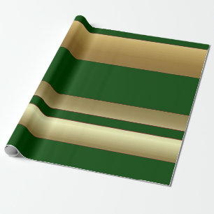 Stripes Green and Golden Wrapping Paper