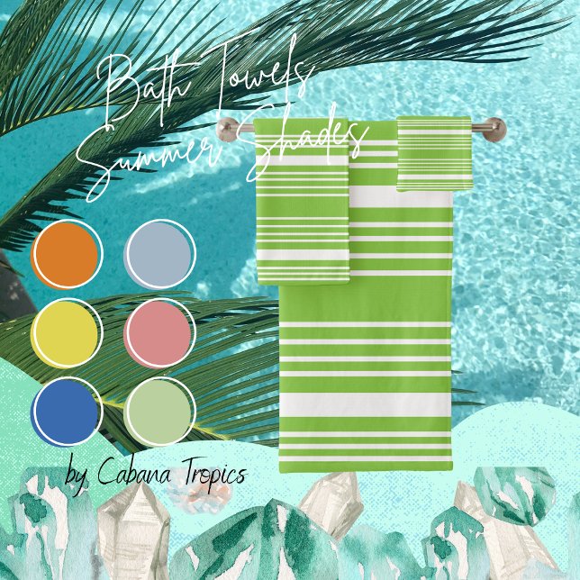 Stripes Green Lime & White  Bath Towel Set (Creator Uploaded)