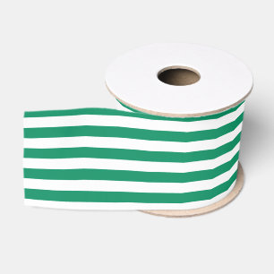 Stripes Green & White Customisable Grosgrain Ribbon