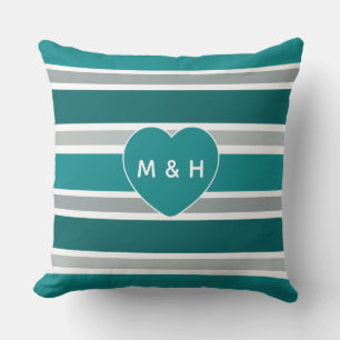 Stripes & Heart custom monogram throw pillows