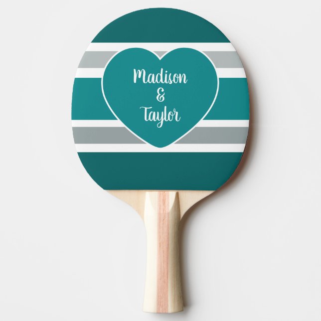 Stripes & Heart custom names & date paddle (Front)