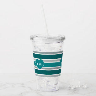 Stripes & Hearts custom monogram tumblers