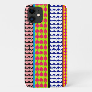 Stripes Hearts Diamonds Boho Mixed Design iPhone 11 Case