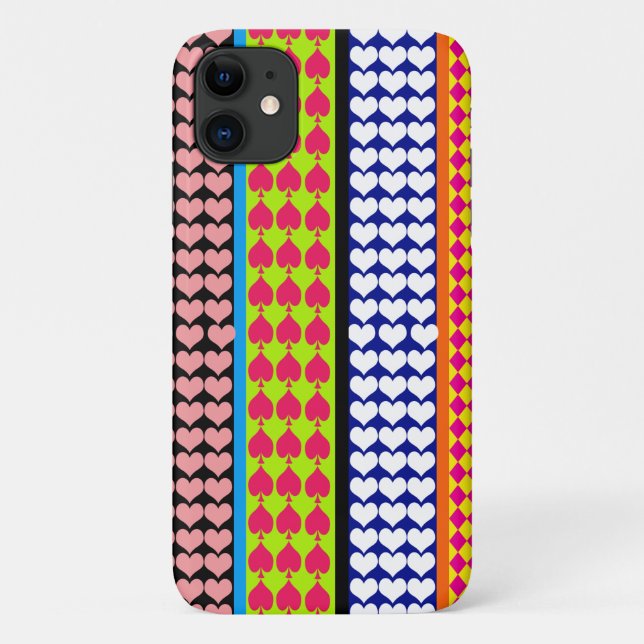 Stripes Hearts Diamonds Boho Mixed Design  Case-Mate iPhone Case (Back)