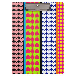Stripes Hearts Diamonds Boho Mixed Design Clipboard