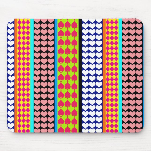 Stripes Hearts Diamonds Boho Mixed Design  Mouse Pad (Front)