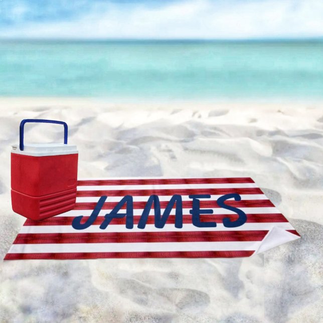 Stripes In Abstract Beach Towel (Your name up in Stripes, displays patriotic colors, as well!)