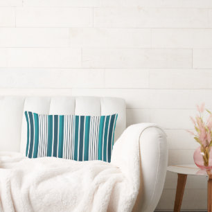 Stripes in Aqua & Teal -  Lumbar Cushion