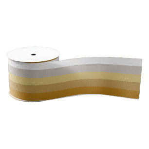 Stripes in Light Silver to Dark Gold Hues Grosgrain Ribbon
