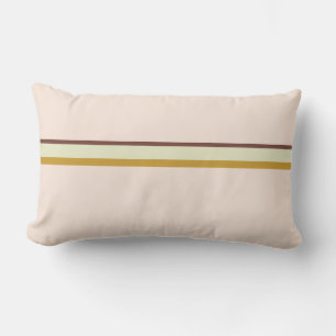 Stripes in natural colours on pale pastel pink lumbar cushion